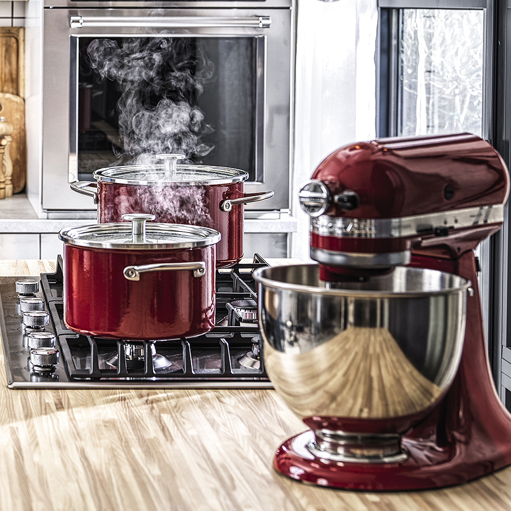 KitchenAid Steel Core Enamel Gryta med lock 3,7 L Röd