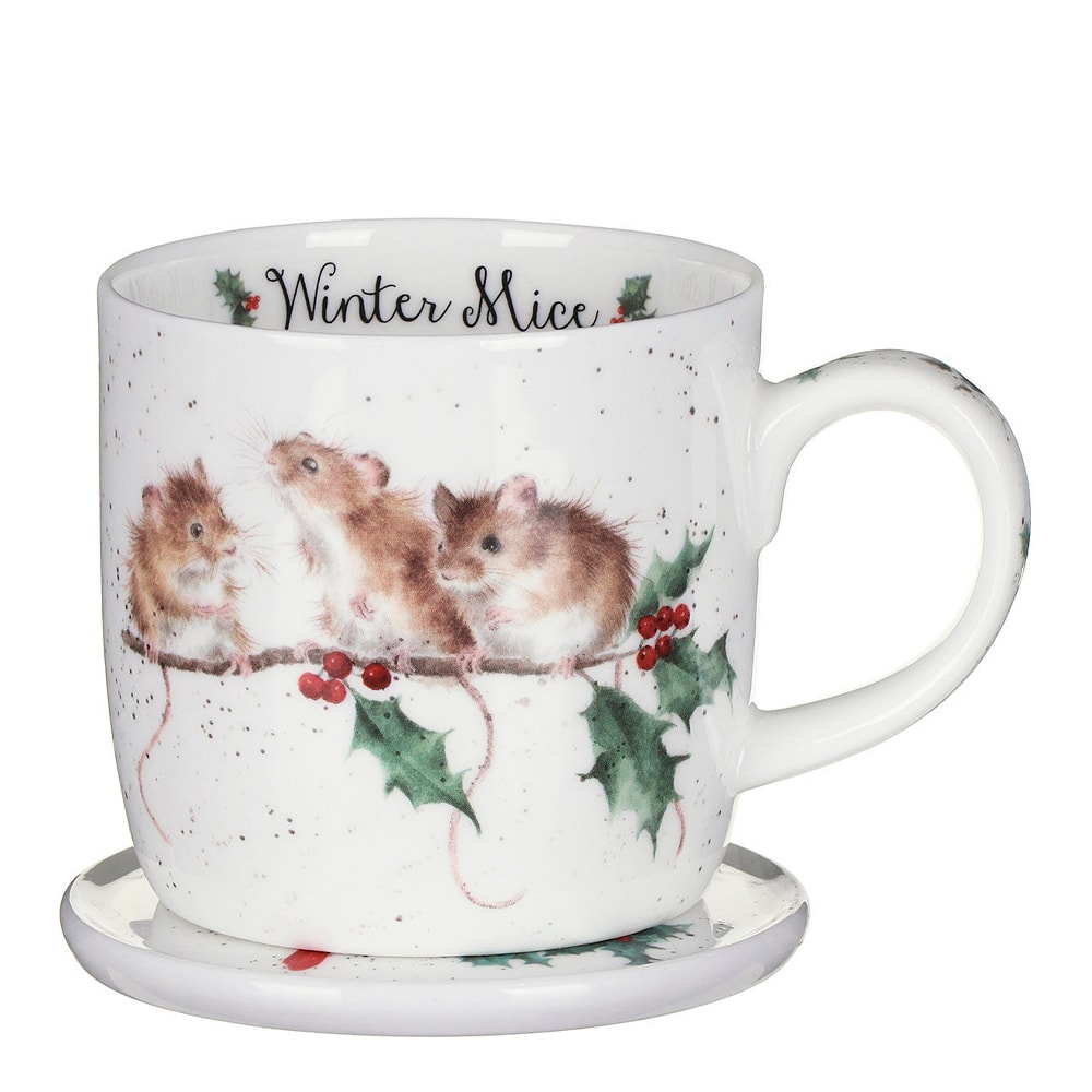Wrendale Design Mugg & Underlägg Winter Mice