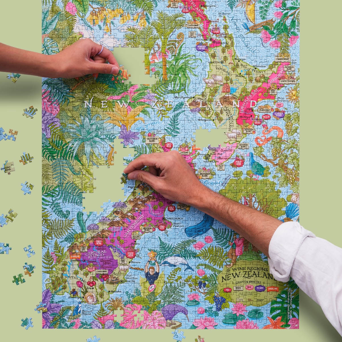 Vinpussel - Nya Zeeland 1000 bitar Grön