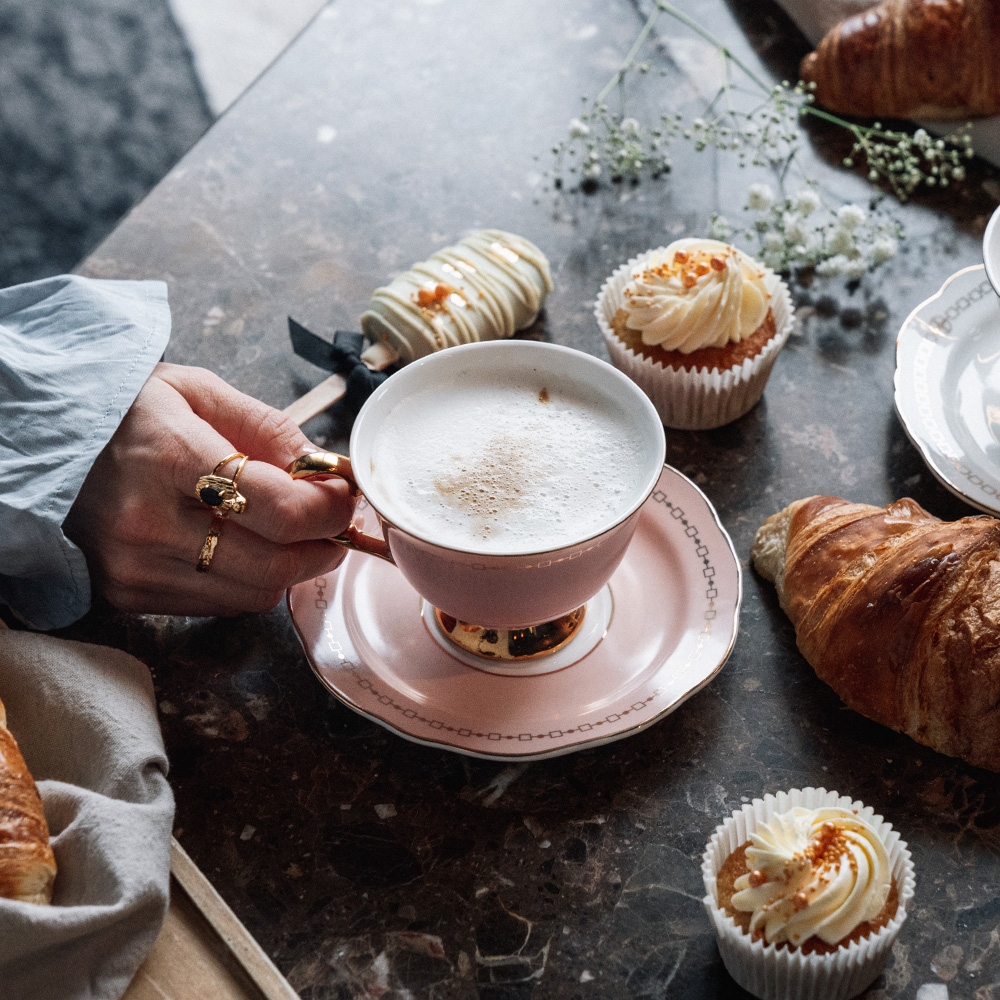 Kopp med Fat 22 cl Anima Cielo Rosa/Guld