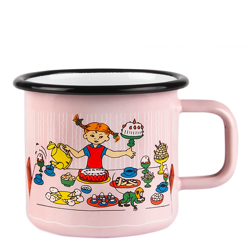 Pippi Långstrump Emaljmugg Födelsedagsfest 37 cl Rosa