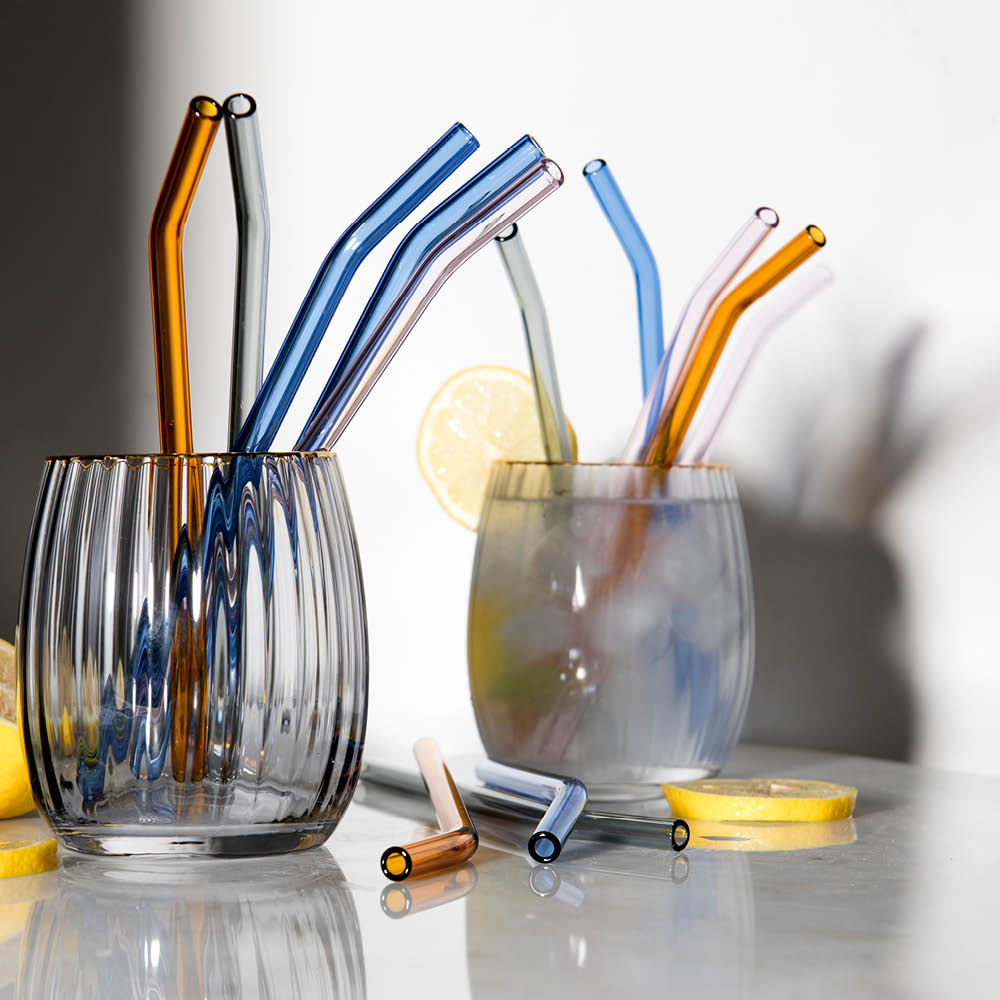 Glasspipe Sugrör Glas 0,8 cm Blå