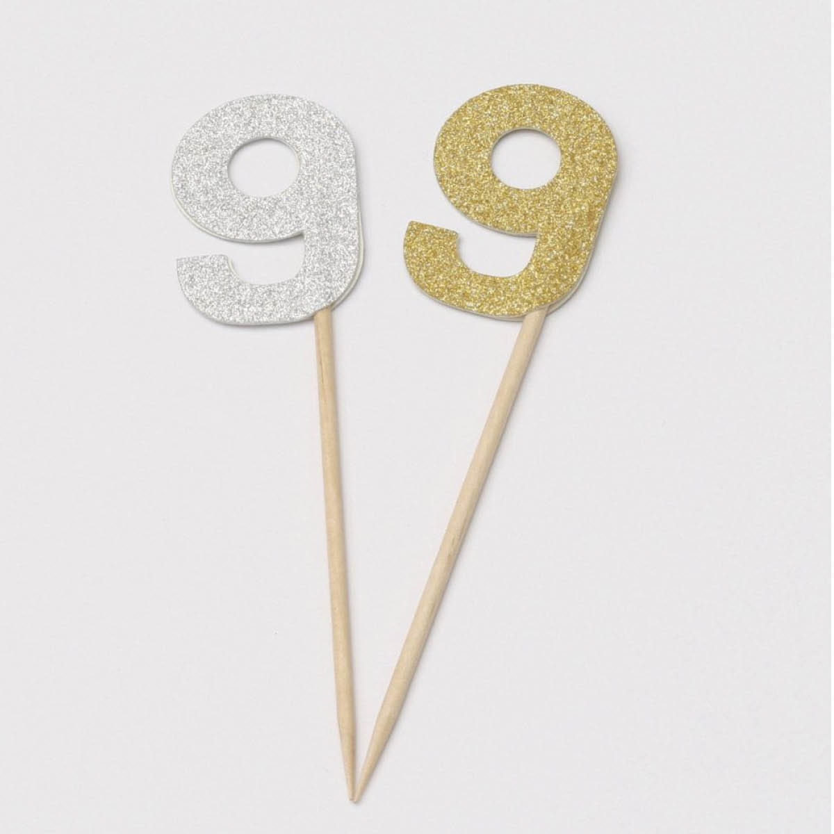 Dekorationssiffra 9 Papp 12-Pack Guld/Silver
