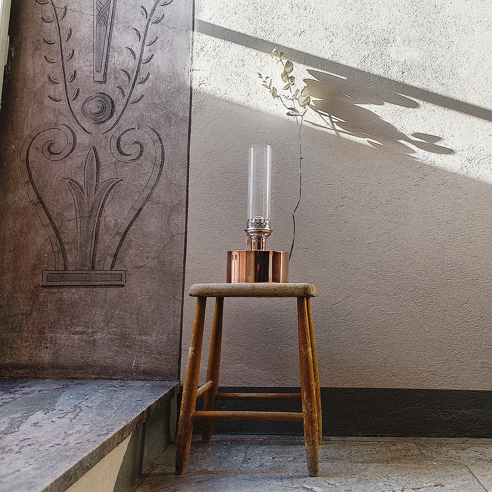 Patina Oljelampa Stor Koppar