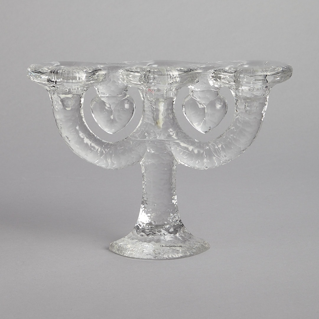 Ljusstake i Glas med Hjärtan