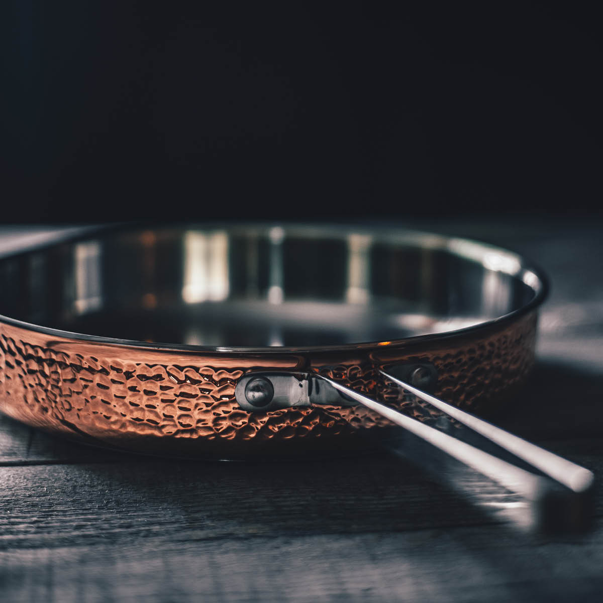 Traktörpanna med Glaslock Koppar 28 cm