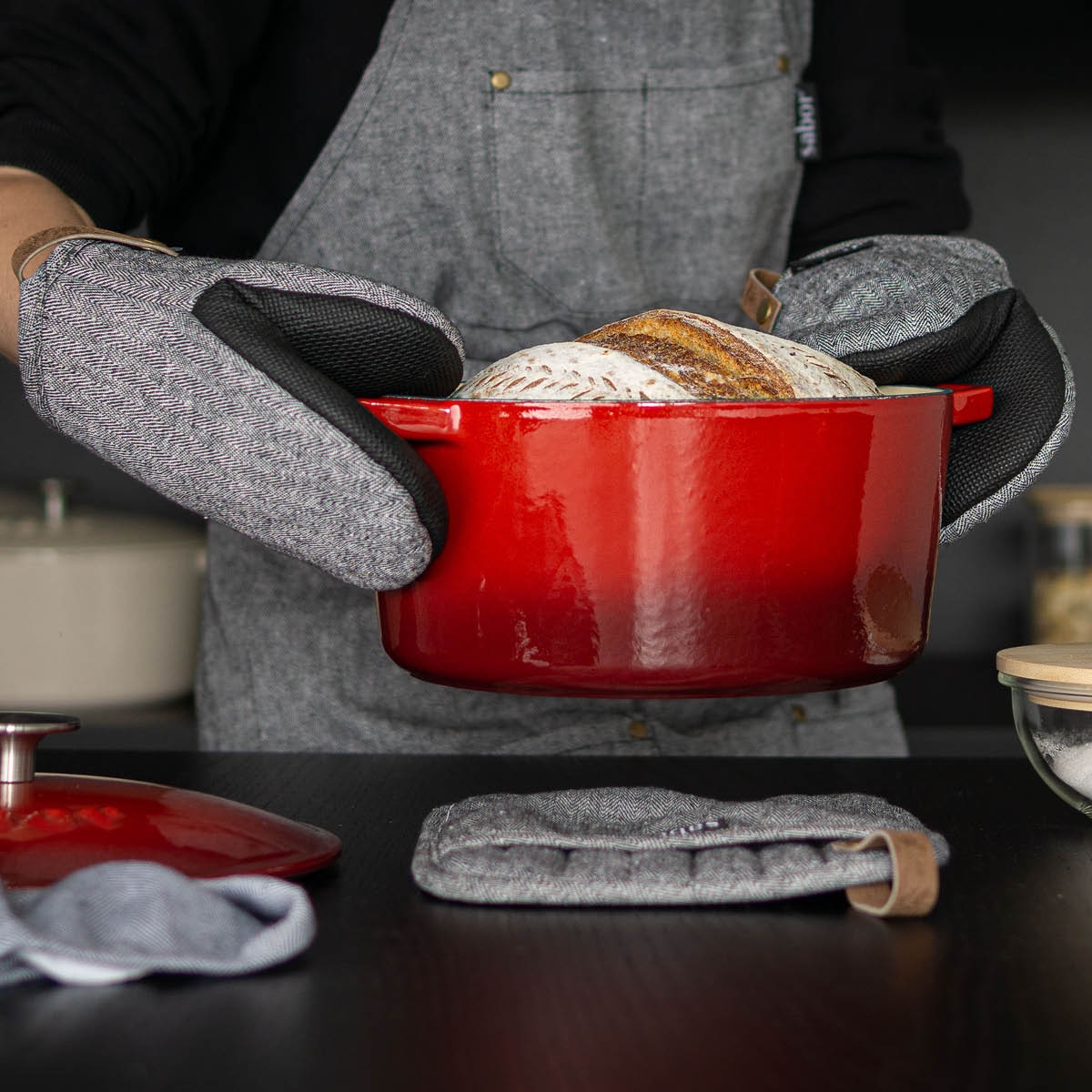 Home Grytlapp 20x20 cm 2-pack Grå/Svart