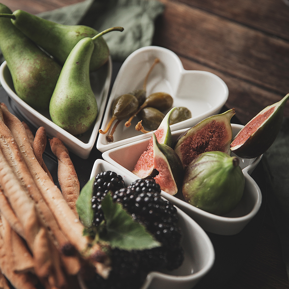 Hjärtskålar med bricka 7-delar Vit