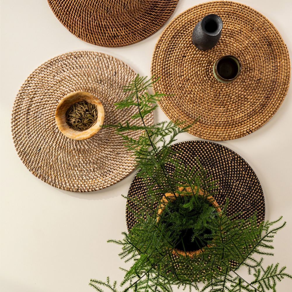 Rattan Bordstablett 36 cm Rotting/Beige