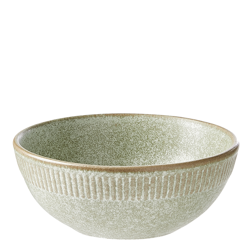 Relief Stoneware Skål 14 cm Grön
