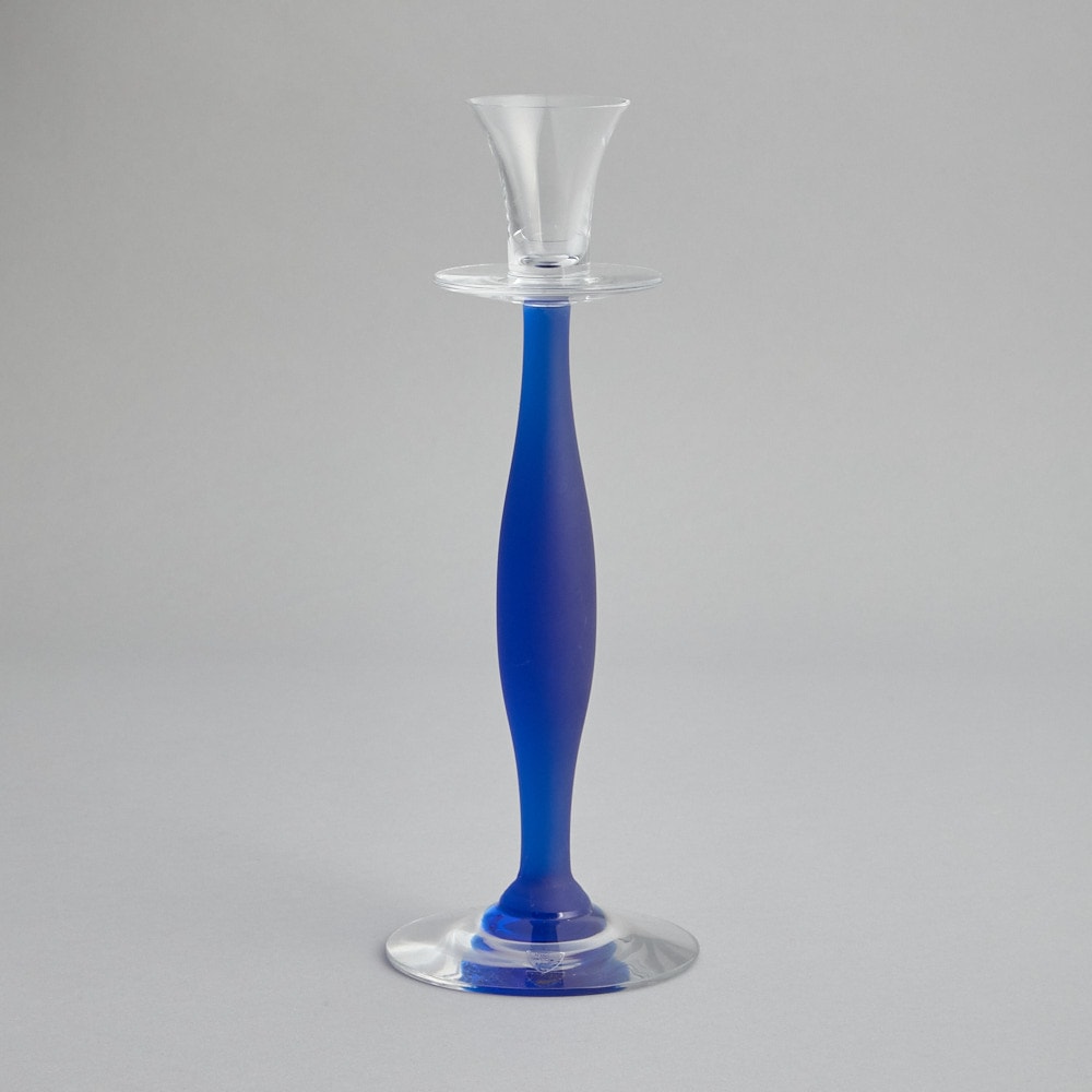 SÅLD "Celeste" Ljusstake Frostat blå