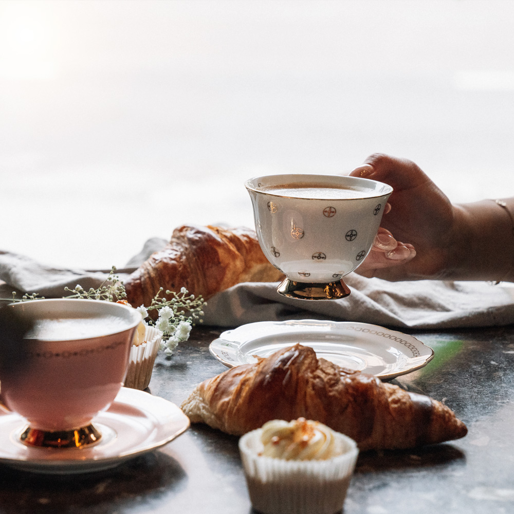 Kopp med Fat 22 cl Anima Gemella 1 Vit/Guld