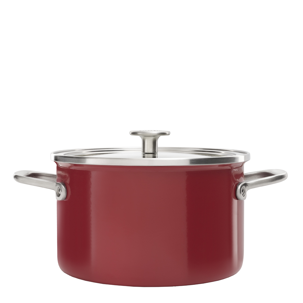 KitchenAid Steel Core Enamel Gryta med lock 3,7 L Röd