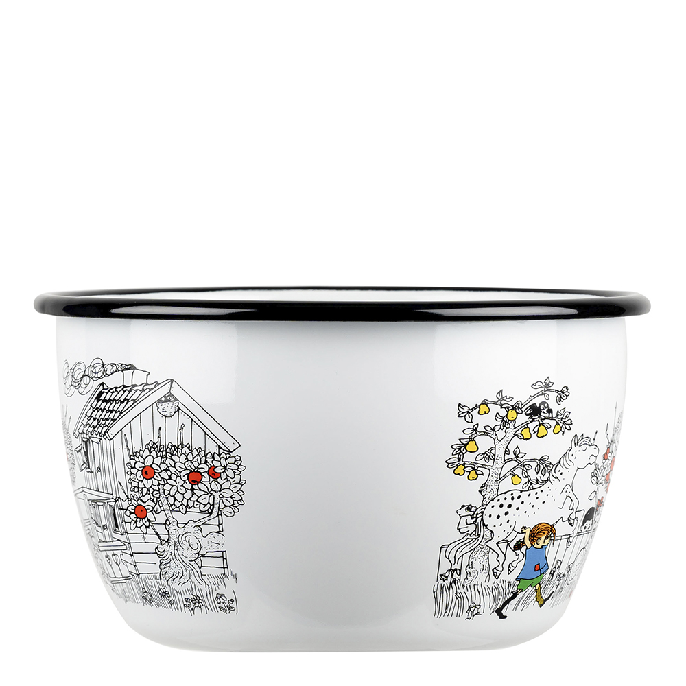 Emaljskål Pippi Långstrump 2 L Vit