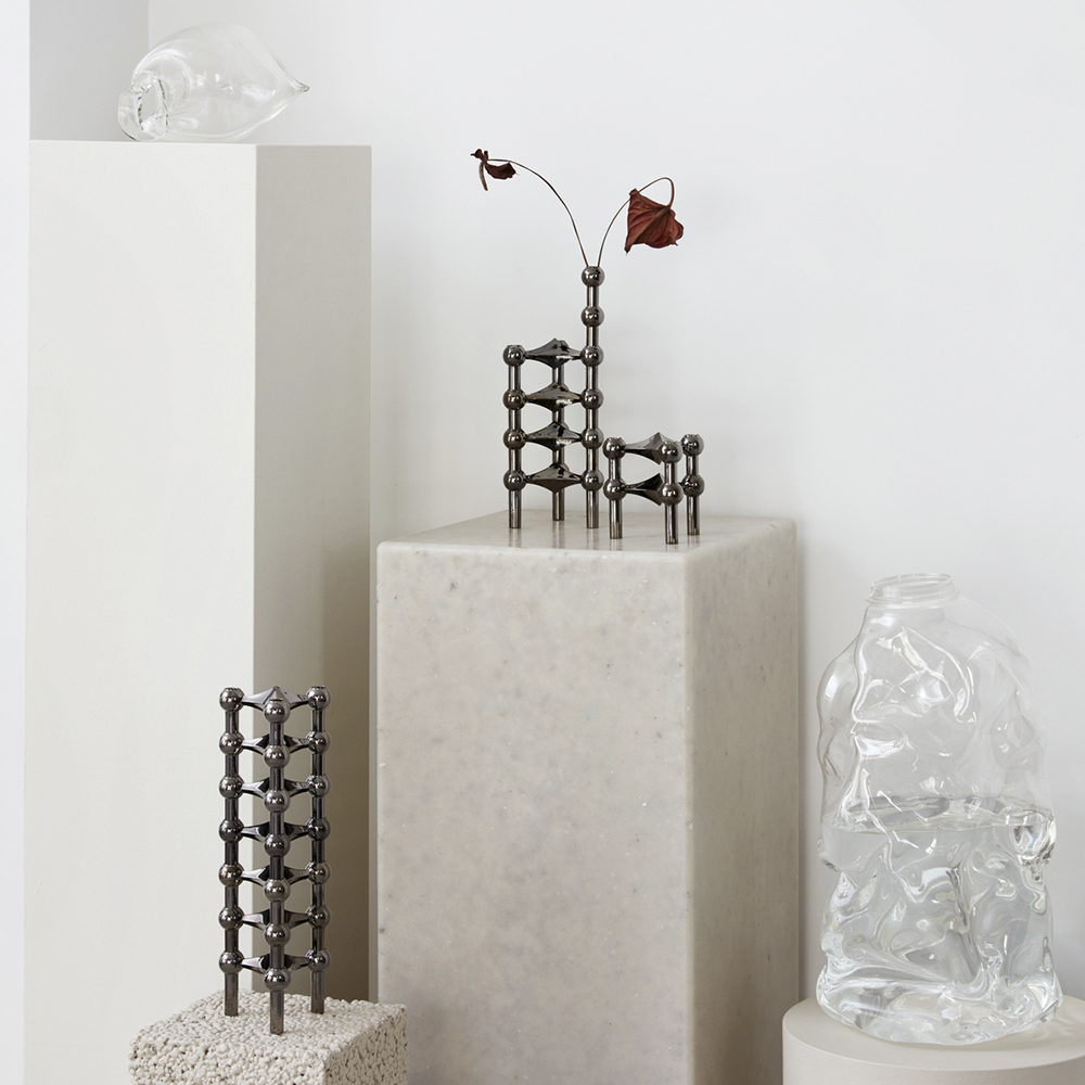 Stoff Nagel Ljusstake Svart Krom