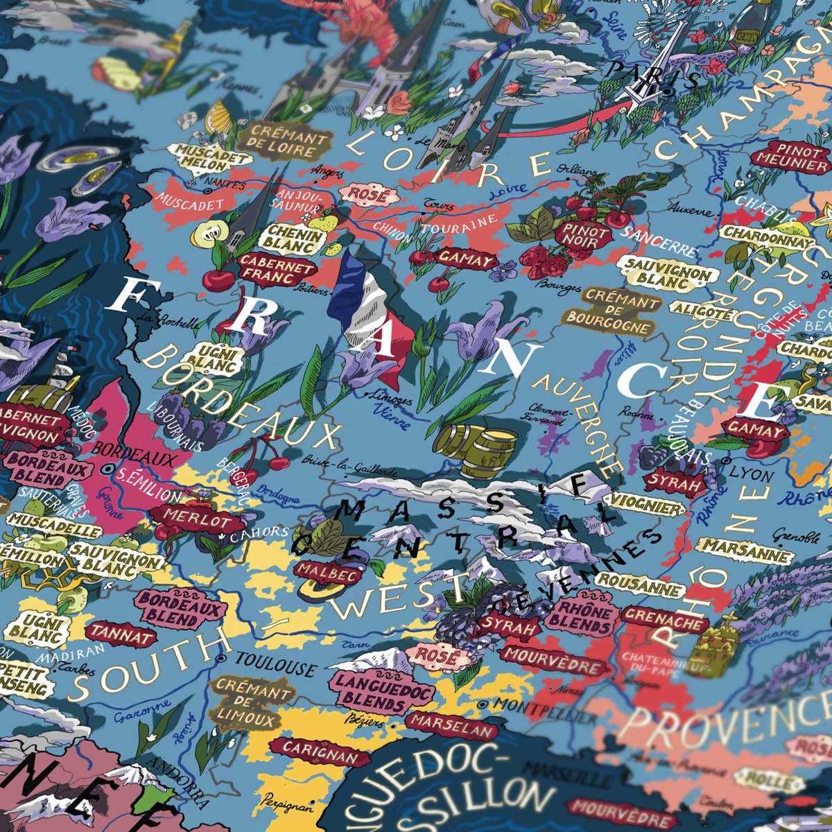 Vinpussel - Frankrike 1000 bitar Blå