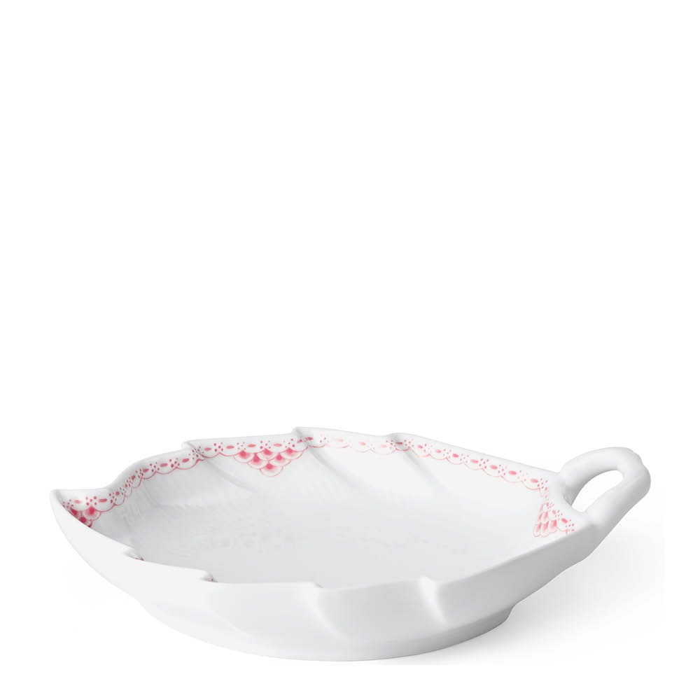 Coral Lace Fat lövformat 23 cm Korall/Vit