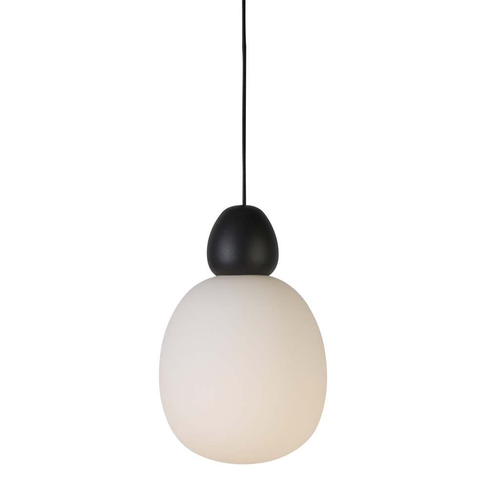 Buddy Taklampa Pendel 18,4 cm Svart Struktur/Opal Glas