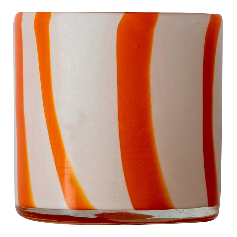 Calore Ljuslykta 10x10 cm Curve Orange/Vit Randig