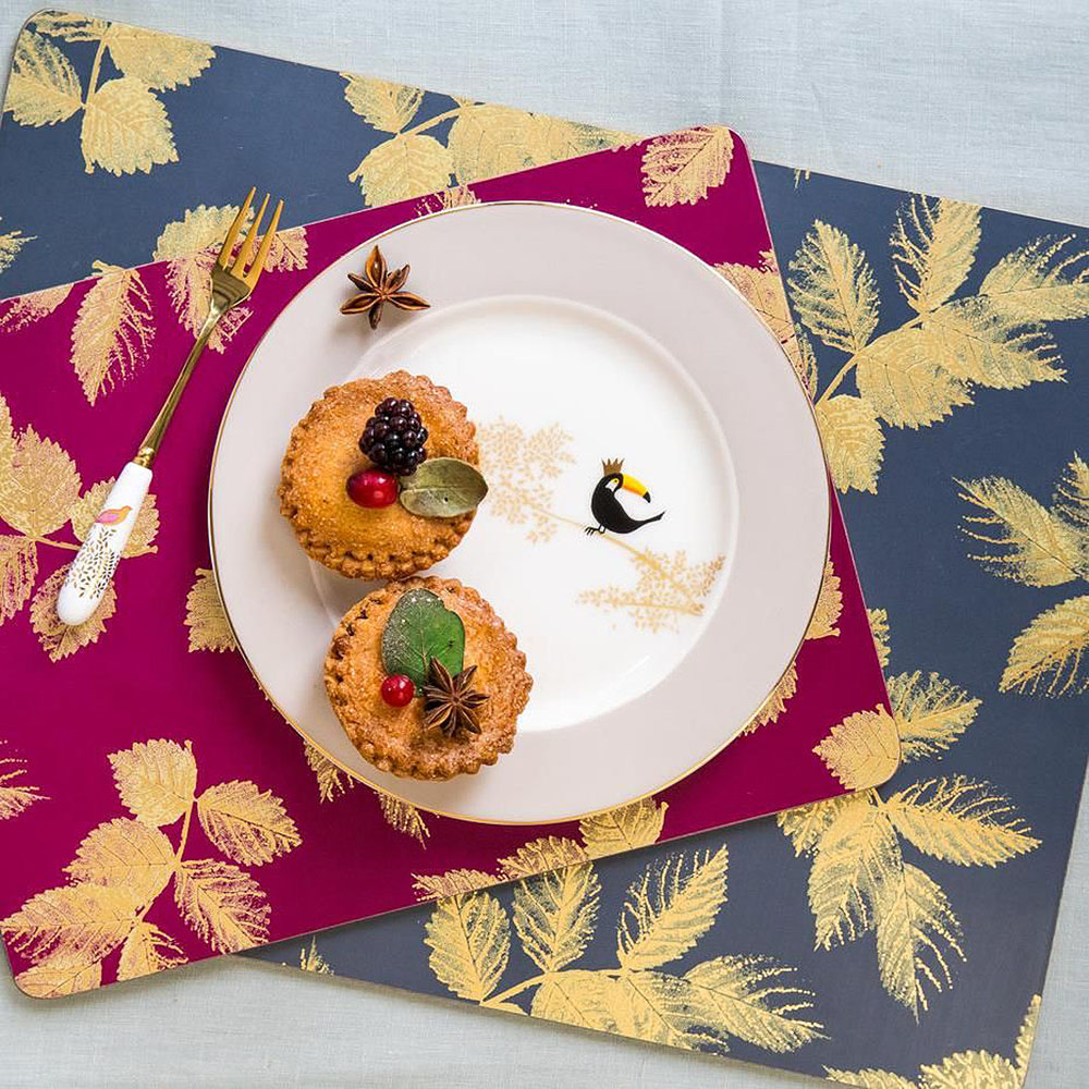 Etched Leaves Tablett 30x40 cm 4-pack Rosa