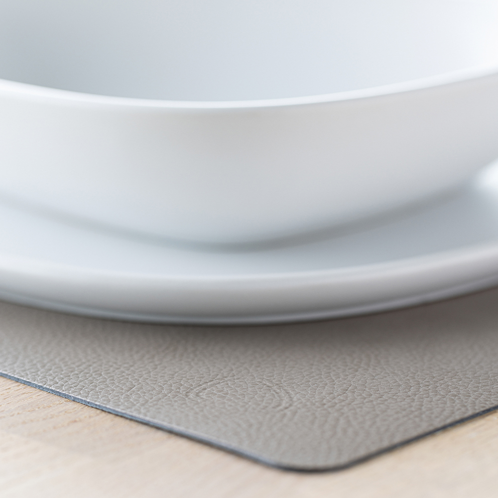 Leather Serene Square Bordstablett L 35x44 cm Mole Grey