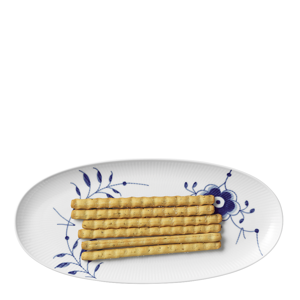 Blue Fluted Mega Fat oval 37 cm