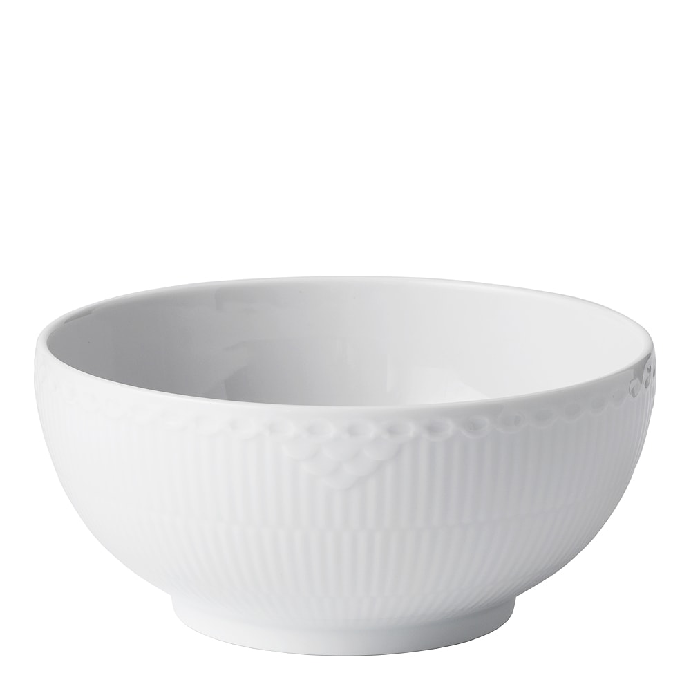White Fluted Modern Half Lace Skål 18 cm