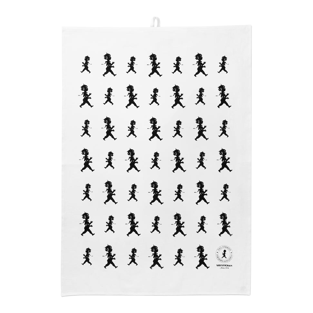 Handduk Halvlinne 50x70 cm Vit/Svart