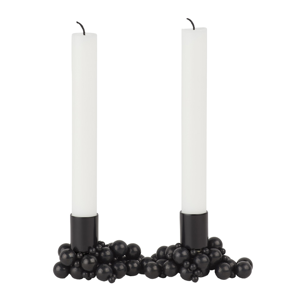 Molekyl Ljusstake Magnetkulor 43 cm 2-pack Svart