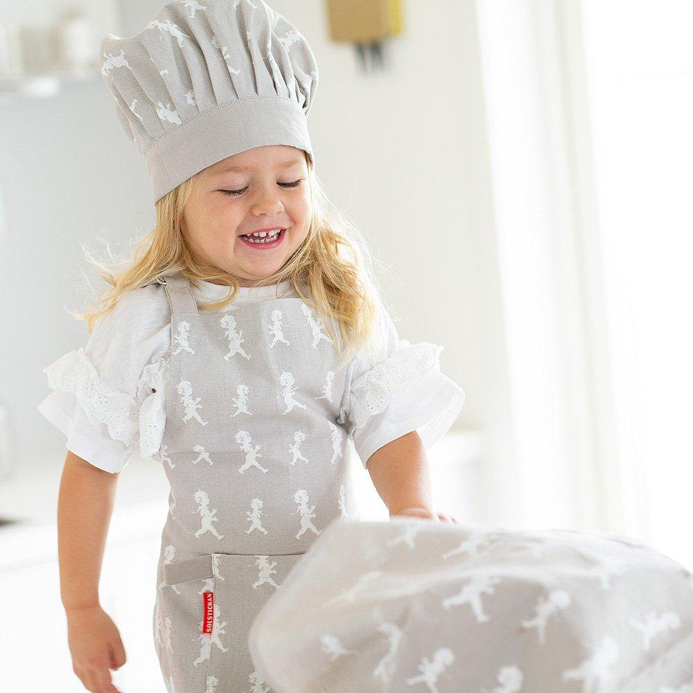 Förkläde + Kockmössa barn Grå