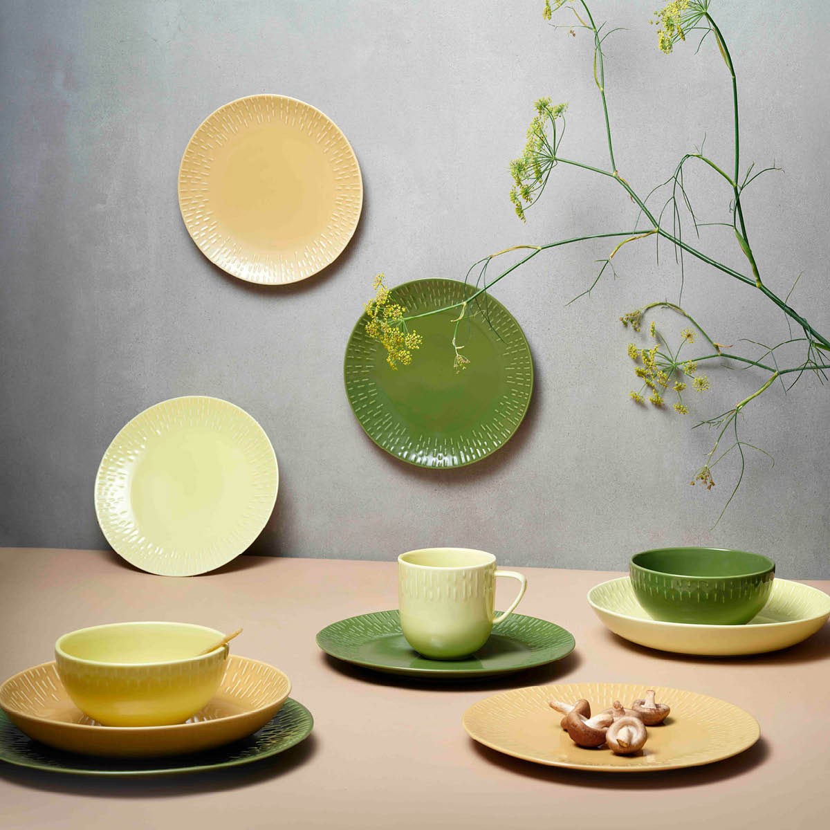 Confetti Desserttallrik 21 cm Senap