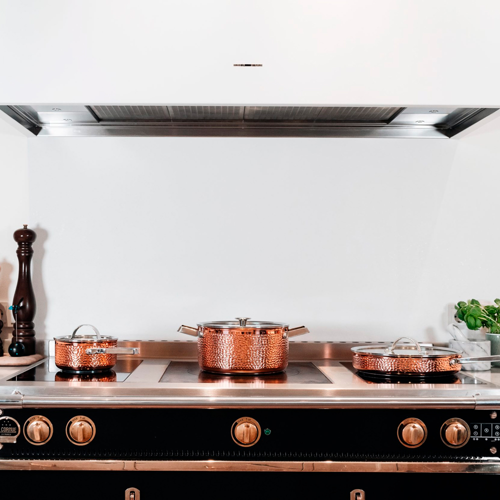 Traktörpanna med Glaslock Koppar 28 cm