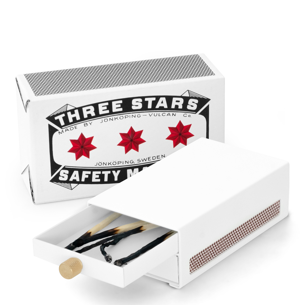 Three Stars Tändsticksfodral Stor Vit