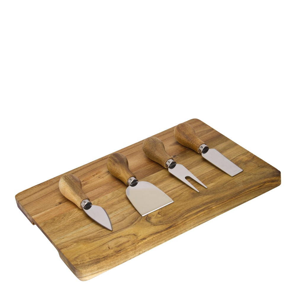 Ostset 4 knivar/bricka trä