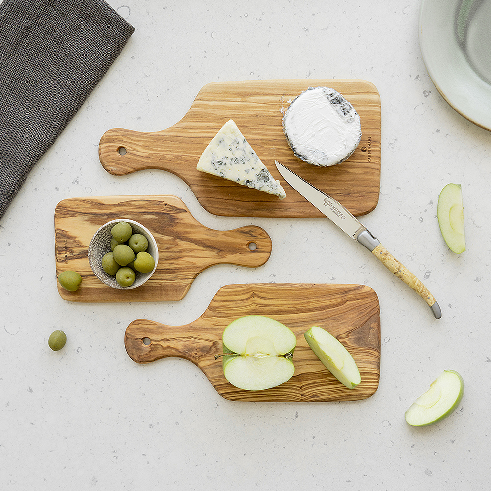 Skärbräda med handtag 22x11 cm Olivträ