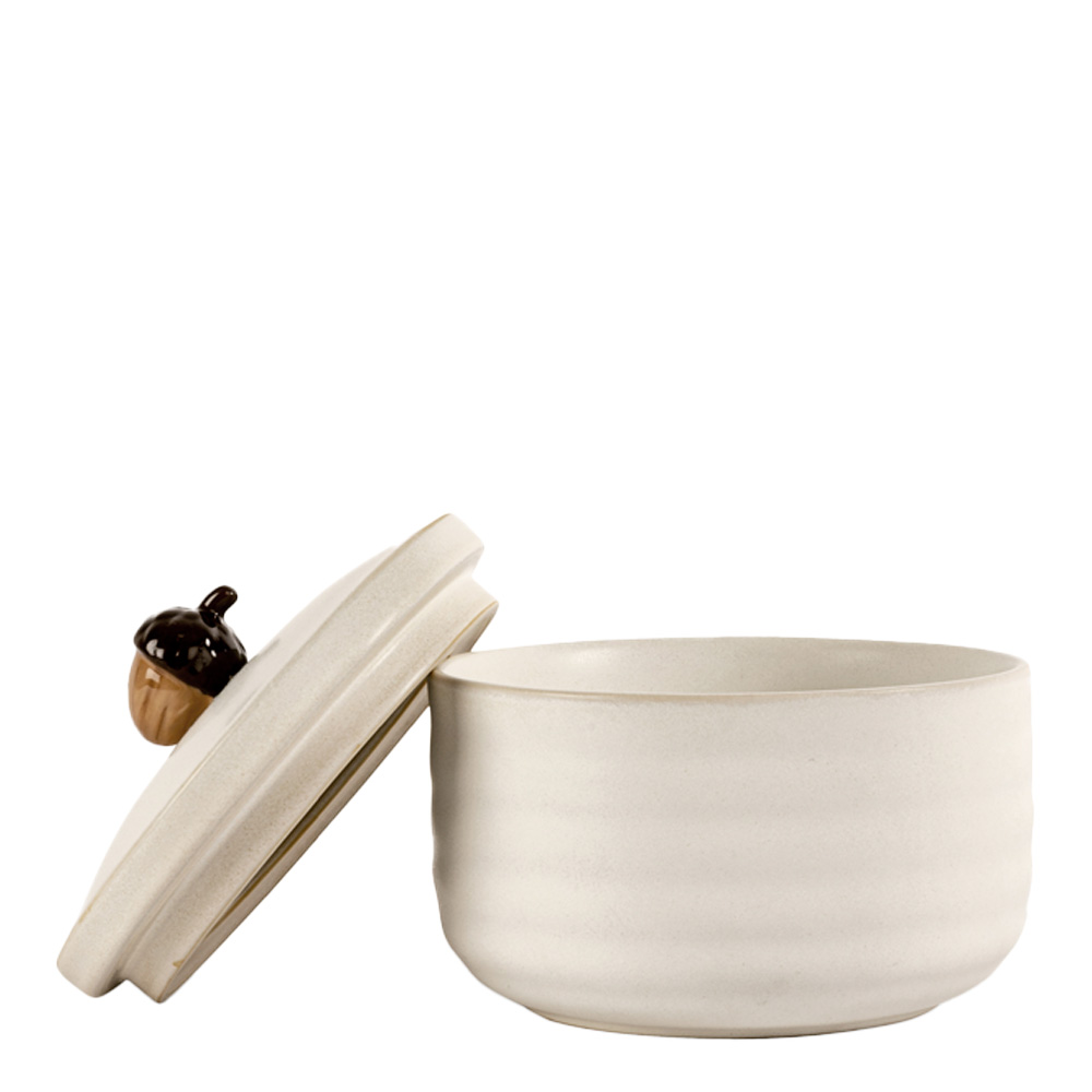 Ellen Ekollonburk med lock 7,5 cm Benvit