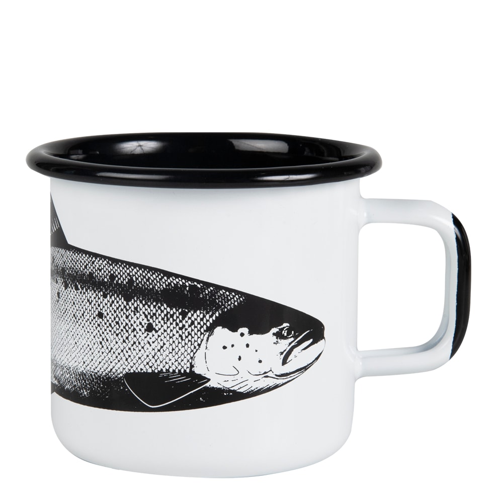 Nordic Emaljmugg Laxen 37 cl Vit