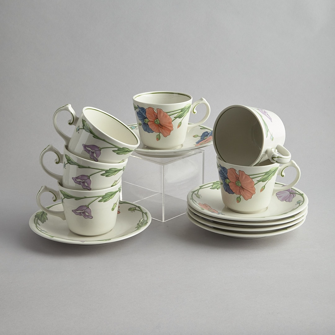 Amapola tekoppar med fat 6 st