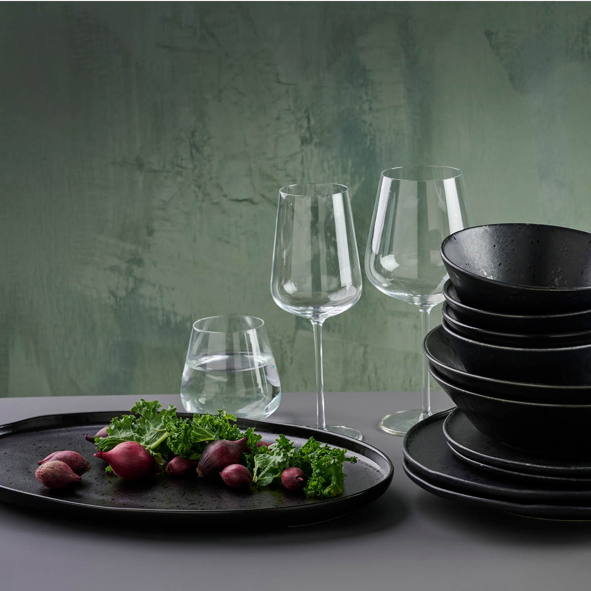 Black Satin Serveringsfat 40x26 cm