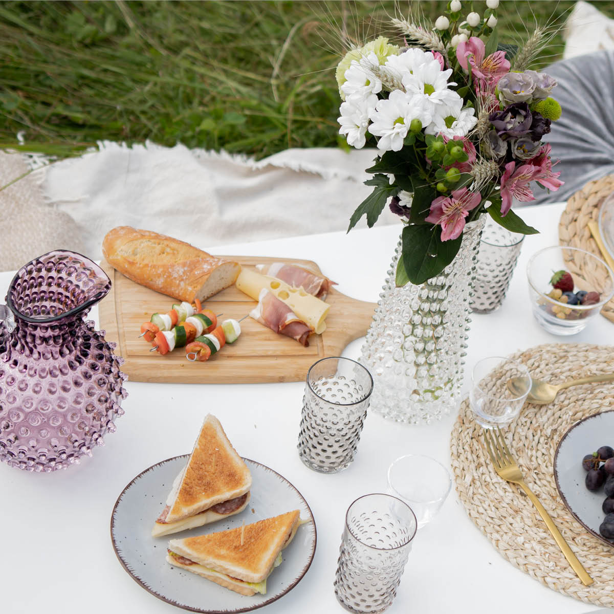 Hobnail Karaff Hög 1 L Crystal