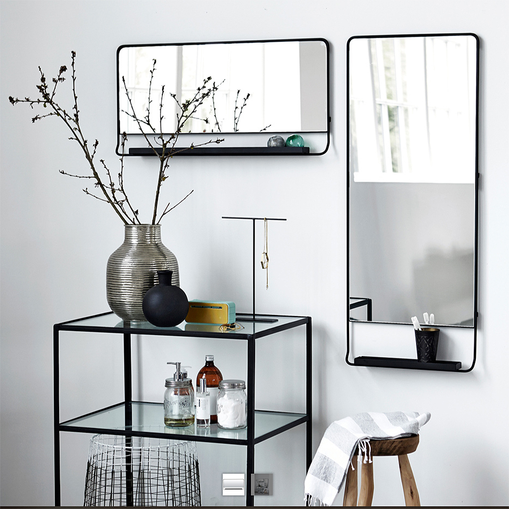 Chic Spegel med hylla Svart 80x40 cm