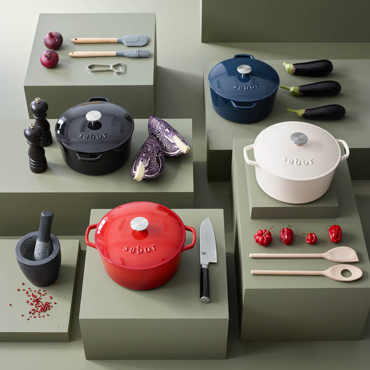 Sabor Gjutjärnsgryta 6,7 L Röd