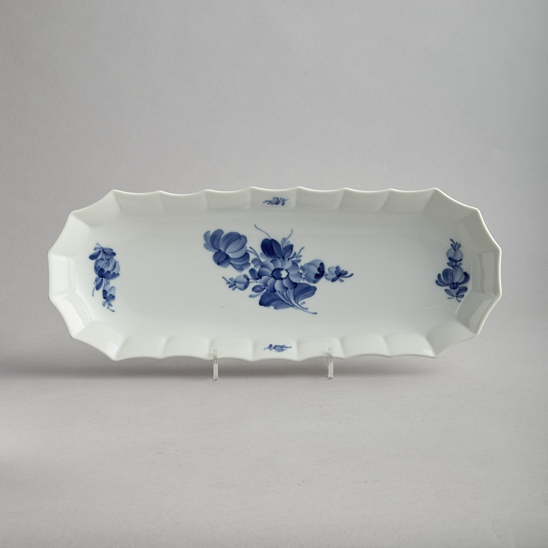 Blå Blomster avlångt fat