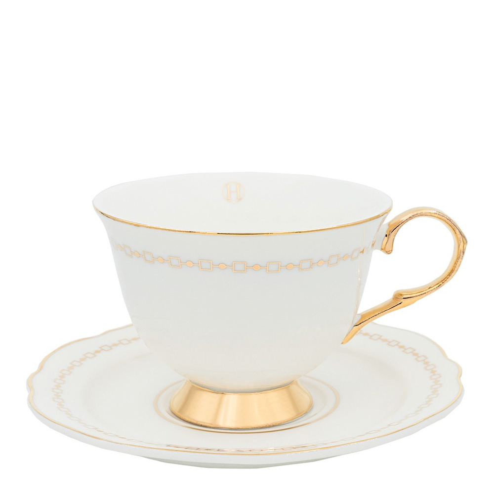 Kopp med Fat 22 cl Anima Bianco Vit/Guld