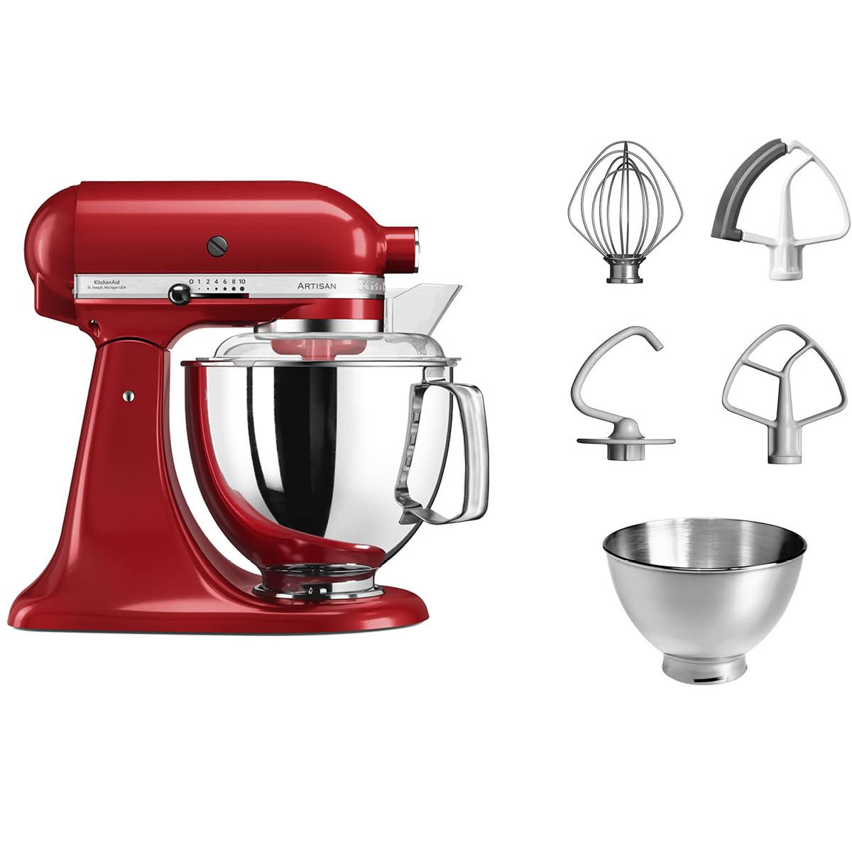 KitchenAid Artisan K&ouml;ksmaskin 4,8 + 3 L R&ouml;d