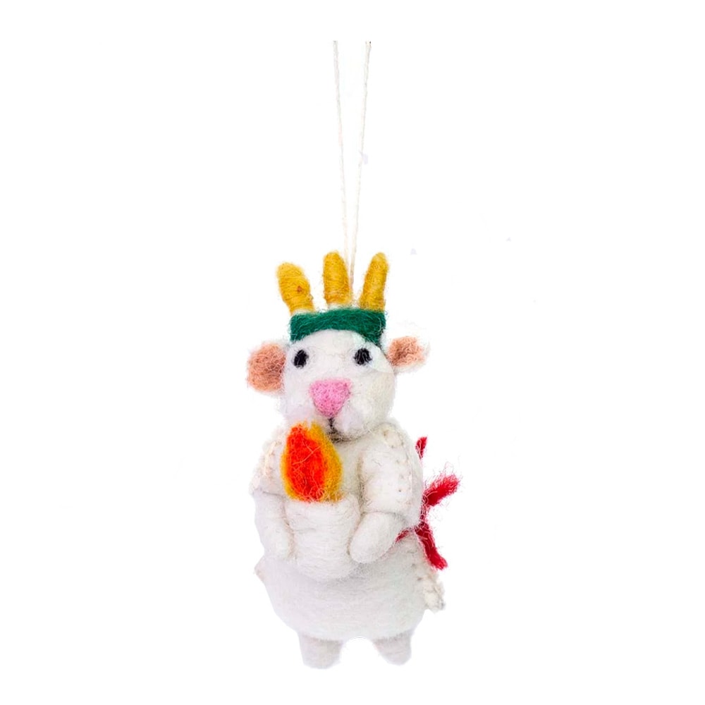 Julhänge Mus som Lucia 9 cm Vit