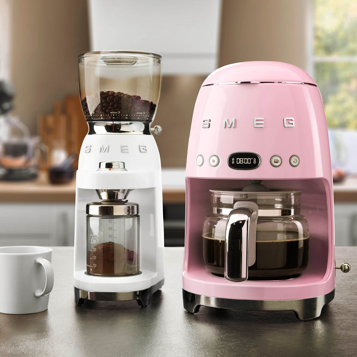 Smeg 50's Style Kaffebryggare Rosa