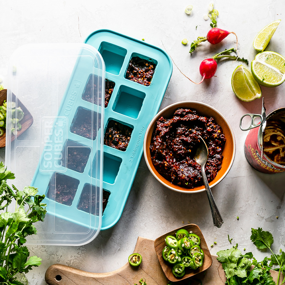 Matförvaring och Lock Silikon Matsked 10x30 ml 2-pack Blå