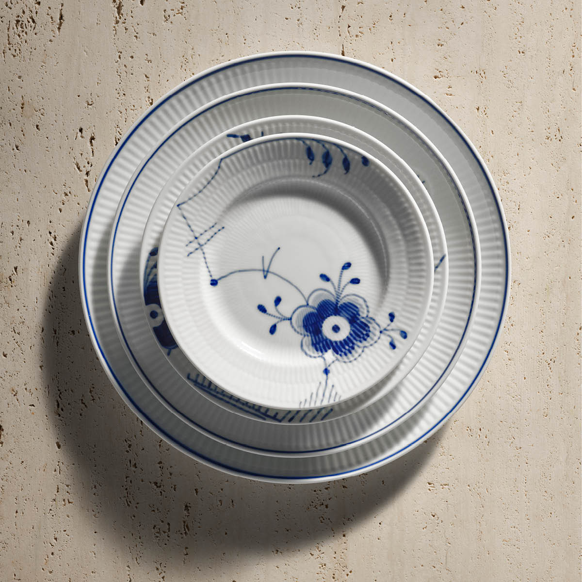 Blue Fluted Mega Tallrik flat 17 cm dekor nr 6