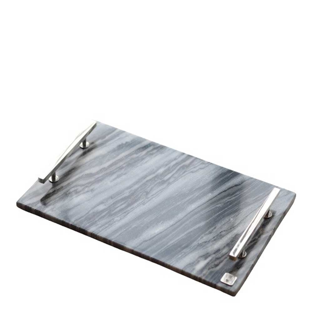 Bricka Marmor 40,5x25,5 cm Förnicklad Mässing